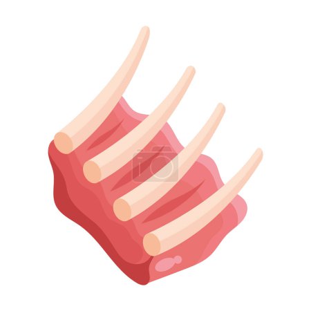 Illustration for Meat product ribs vector isolated - Royalty Free Image