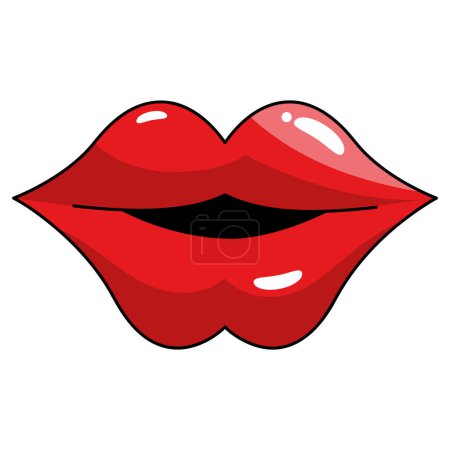 Ilustración de Boca pop arte lindo vector rojo aislado - Imagen libre de derechos