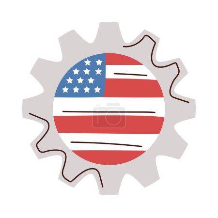Illustration for Usa labor day cog wheel vector isolated - Royalty Free Image
