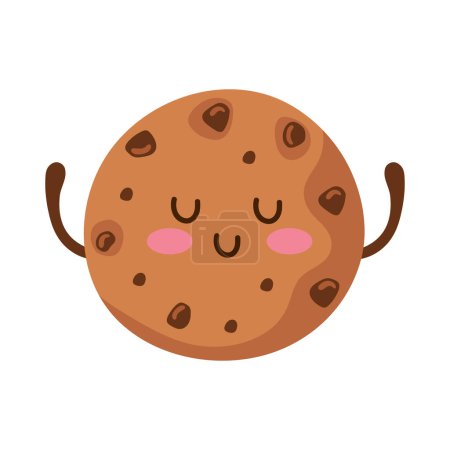 Ilustración de Cookie kawaii vector de alimentos aislados - Imagen libre de derechos