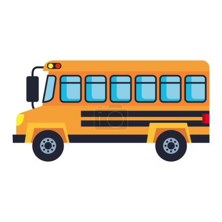 Illustration for Students bus side view isolated icon - Royalty Free Image