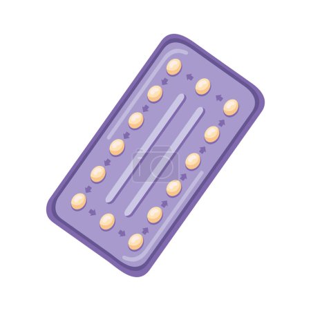 Téléchargez les illustrations : Pilule contraceptive illustration vecteur isolé - en licence libre de droit