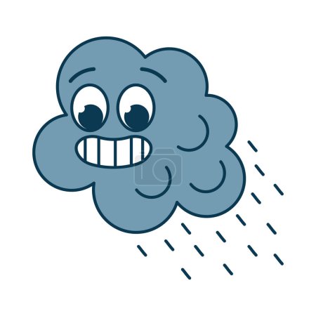 Ilustración de Tiempo dibujos animados carácter lluvia nube aislado icono - Imagen libre de derechos
