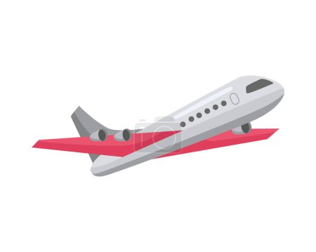 Téléchargez les illustrations : Avion vol rouge vecteur isolé - en licence libre de droit