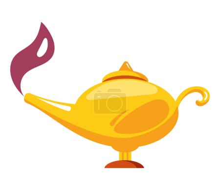 Illustration for Magic genie lamp theasure isolated icon - Royalty Free Image