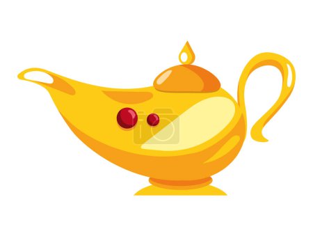 Illustration for Magic genie lamp illustration icon isolated - Royalty Free Image