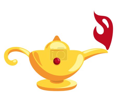 Illustration for Magic genie lamp arabian isolated icon - Royalty Free Image