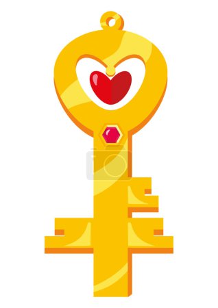 Illustration for Key video game heart isolated icon - Royalty Free Image