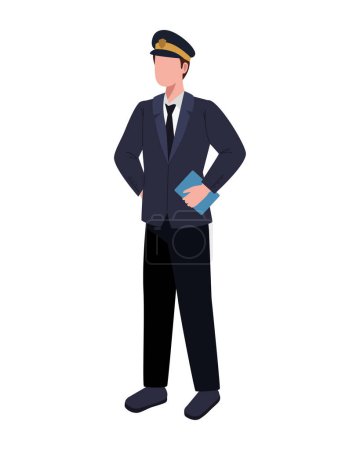 Illustration for Police standing professional illustration isolated - Royalty Free Image