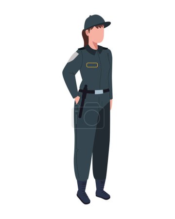 Illustration for Police standing character illustration isolated - Royalty Free Image