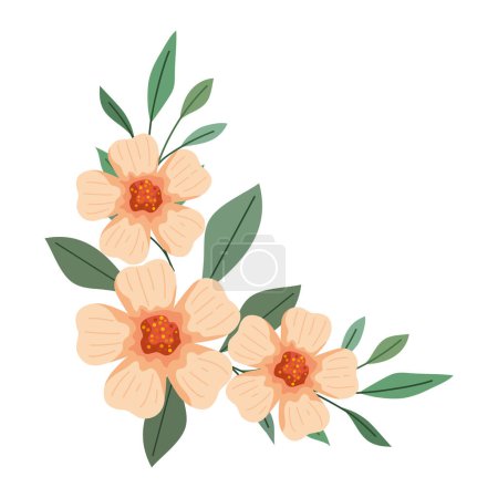 Téléchargez les illustrations : Cadre coin fleurs décoration illustration isolé - en licence libre de droit