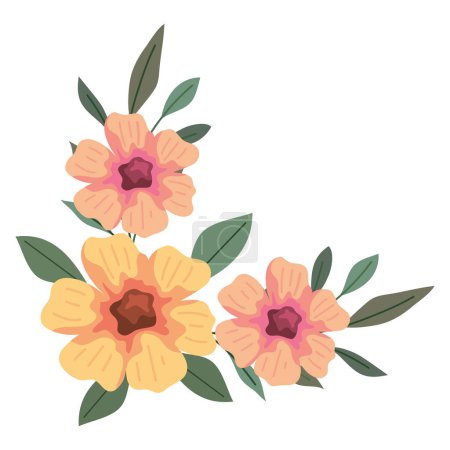 Téléchargez les illustrations : Cadre coin fleurs plantes illustration isolé - en licence libre de droit
