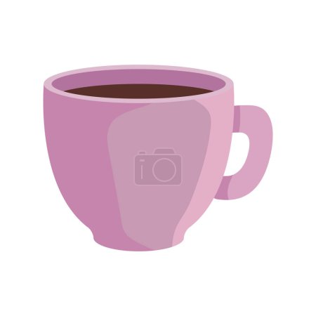 Téléchargez les illustrations : Tasse de café illustration en céramique rose isolé - en licence libre de droit