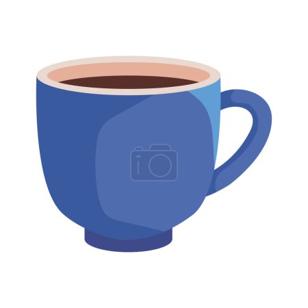 Téléchargez les illustrations : Tasse de café illustration bleue isolé - en licence libre de droit