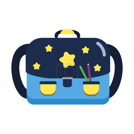 Illustration for Back to school bag and pencils isolated icon - Royalty Free Image