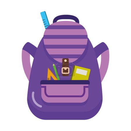 Téléchargez les illustrations : Retour à l'école sac à dos icône isolée - en licence libre de droit