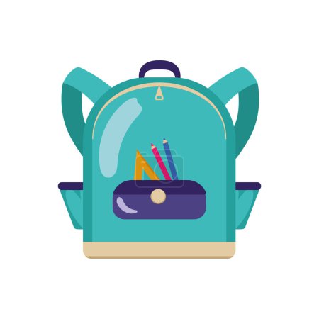 Illustration for Back to school bag and supplies isolated icon - Royalty Free Image