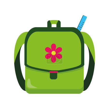 Illustration for Back to school green bag isolated icon - Royalty Free Image