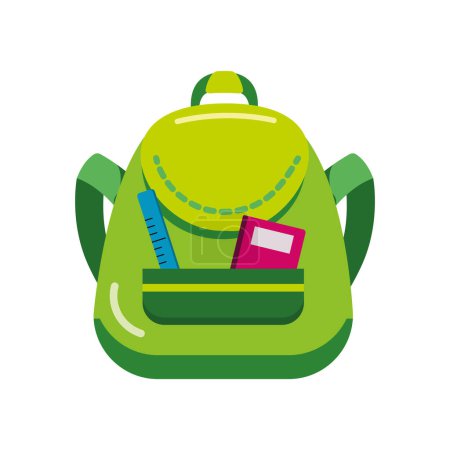 Illustration for Back to school backpack with ruler isolated icon - Royalty Free Image