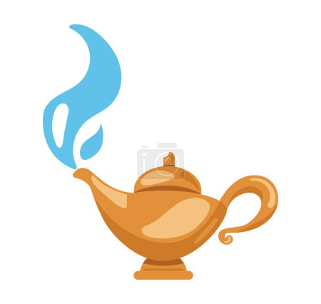 Illustration for Magic genie lamp and smoke isolated icon - Royalty Free Image