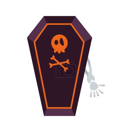 Illustration for Halloween coffin with skeleton illustration isolated - Royalty Free Image