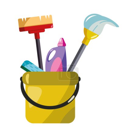 Illustration for Cleaning products and equipment illustration isolated - Royalty Free Image