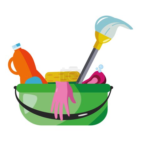 Illustration for Cleaning products and gloves illustration isolated - Royalty Free Image