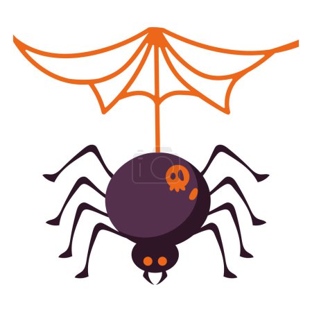 Téléchargez les illustrations : Halloween fantomatique illustration d'araignée isolé - en licence libre de droit