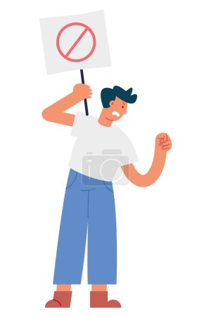 Illustration for Activist with cartel vector isolated - Royalty Free Image