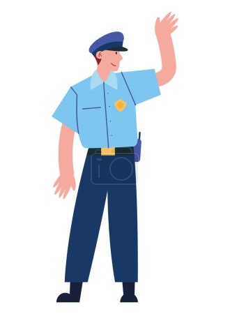 Téléchargez les illustrations : Police debout gars vecteur isolé - en licence libre de droit