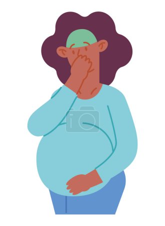 Téléchargez les illustrations : Mois enceinte malade vecteur isolé - en licence libre de droit