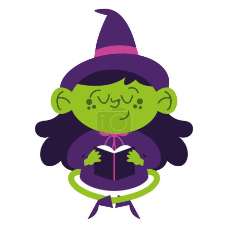 Ilustración de Halloween bruja lectura vector aislado - Imagen libre de derechos