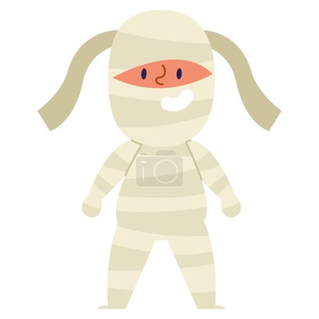 Ilustración de Halloween niño disfrazado de momia vector aislado - Imagen libre de derechos