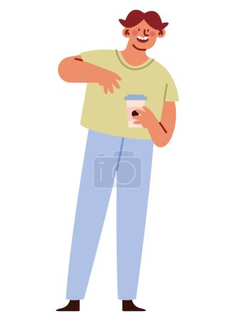 Illustration for Man drinking coffee in eco cup design vector isolated - Royalty Free Image