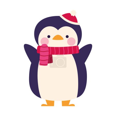 Téléchargez les illustrations : Cristhmas caractère pingouin vecteur isolé - en licence libre de droit