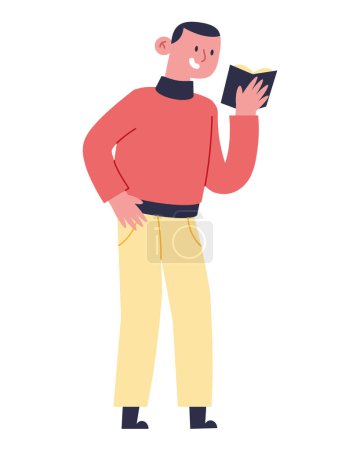 Illustration for Man studing little book vector isolated - Royalty Free Image