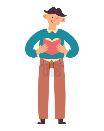 Illustration for Man reading notebook vector isolated - Royalty Free Image