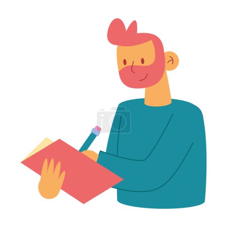 Illustration for Man writing illustration vector isolated - Royalty Free Image