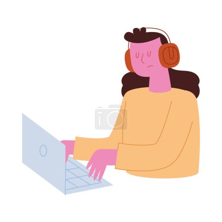 Illustration for Woman studing with laptop vector isolated - Royalty Free Image