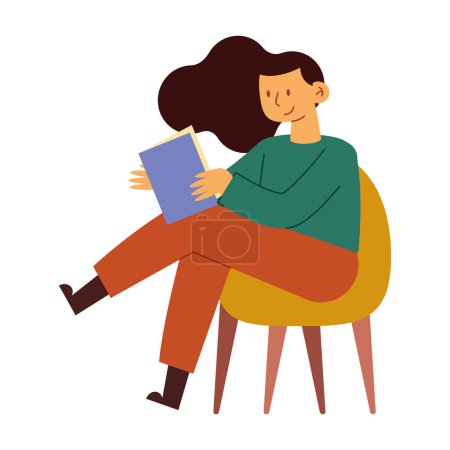 Illustration for Woman reading on chair vector isolated - Royalty Free Image