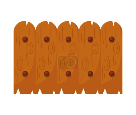 Illustration for Garden wooden fence border icon isolated - Royalty Free Image