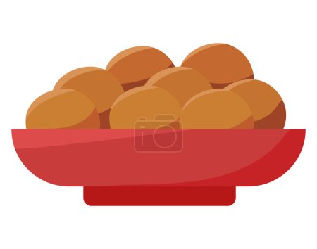 Illustration for Indian food traditional meal isolated - Royalty Free Image