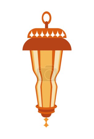 Téléchargez les illustrations : Lampe ramadan dorée vecteur suspendu isolé - en licence libre de droit