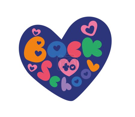 Illustration for Back to school heart lettering vector isolated - Royalty Free Image