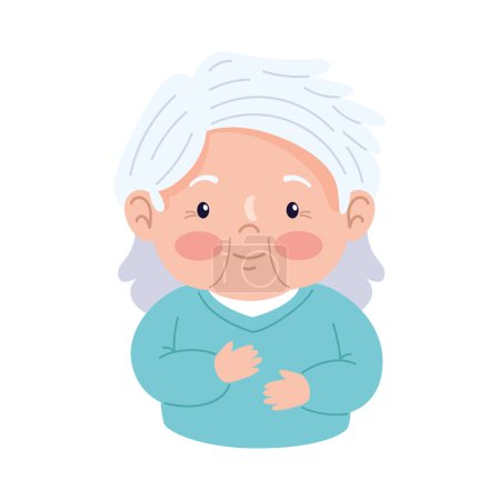 Téléchargez les illustrations : Grand-mère heureux portrait illustration isolé - en licence libre de droit
