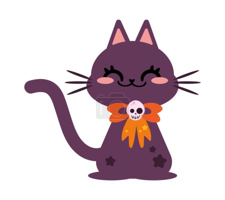 Ilustración de Halloween kawaii gato ilustración aislado - Imagen libre de derechos
