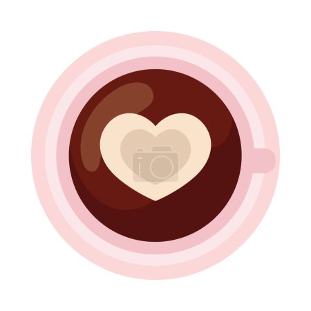 Illustration for Coffee cup beverage with heart illustration isolated - Royalty Free Image