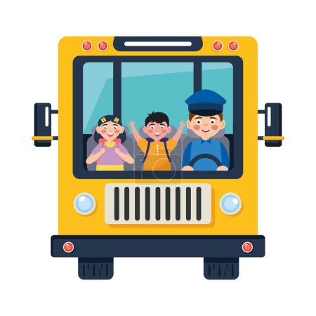 Téléchargez les illustrations : Étudiants bus transport illustration isolé - en licence libre de droit