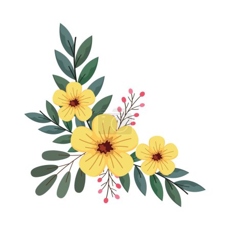 Illustration for Corner frame flowers blooming illustration isolated - Royalty Free Image