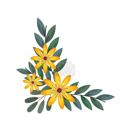 Illustration for Corner frame flowers ornament illustration isolated - Royalty Free Image
